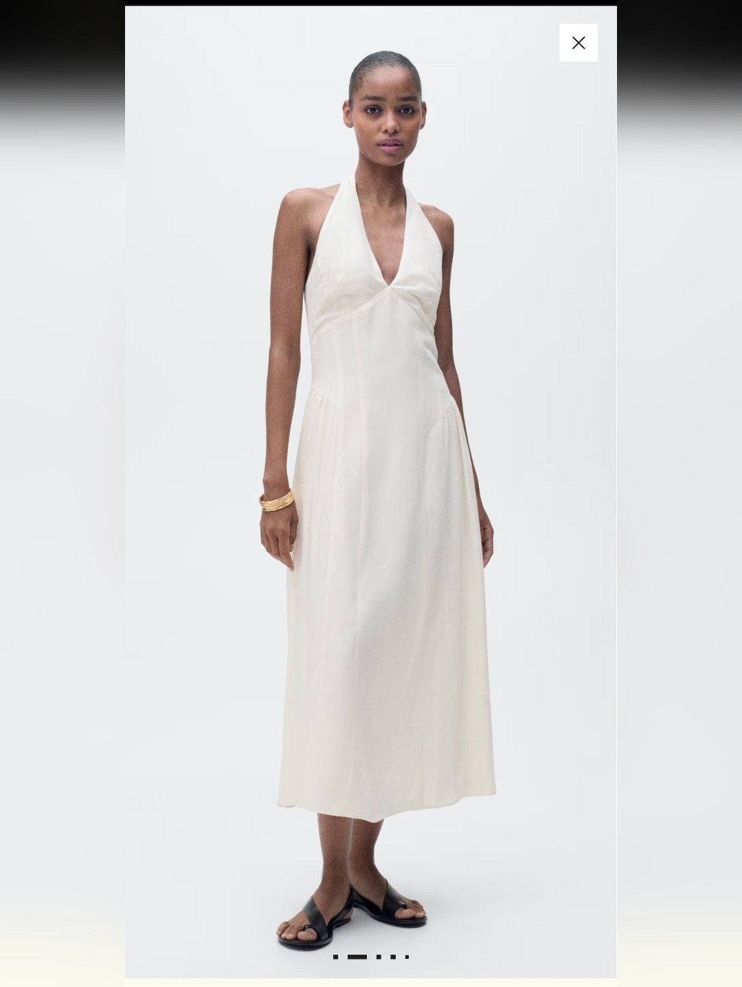 Mango Halter Linen Midi Dress